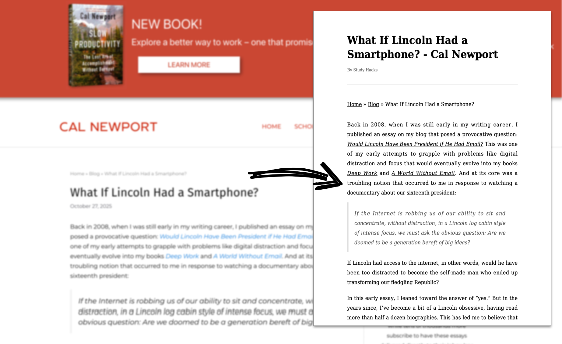 An image showing how sendeink helps you with a focused reading experience